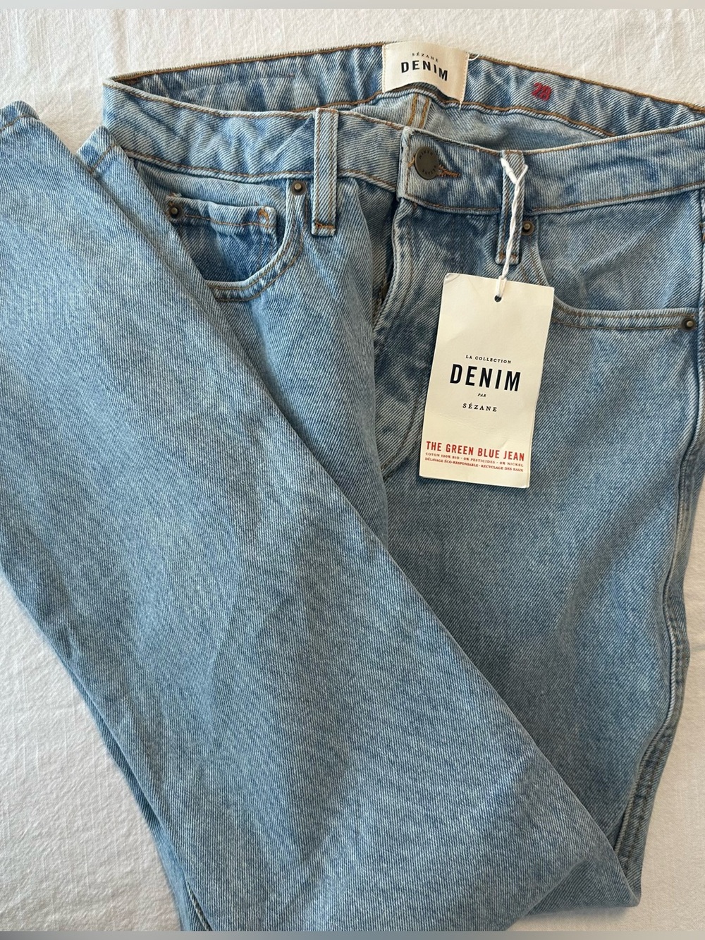 NWT Sézane Brut Sexy Tall Jeans Size 28 Bleach 100% Organic Cotton